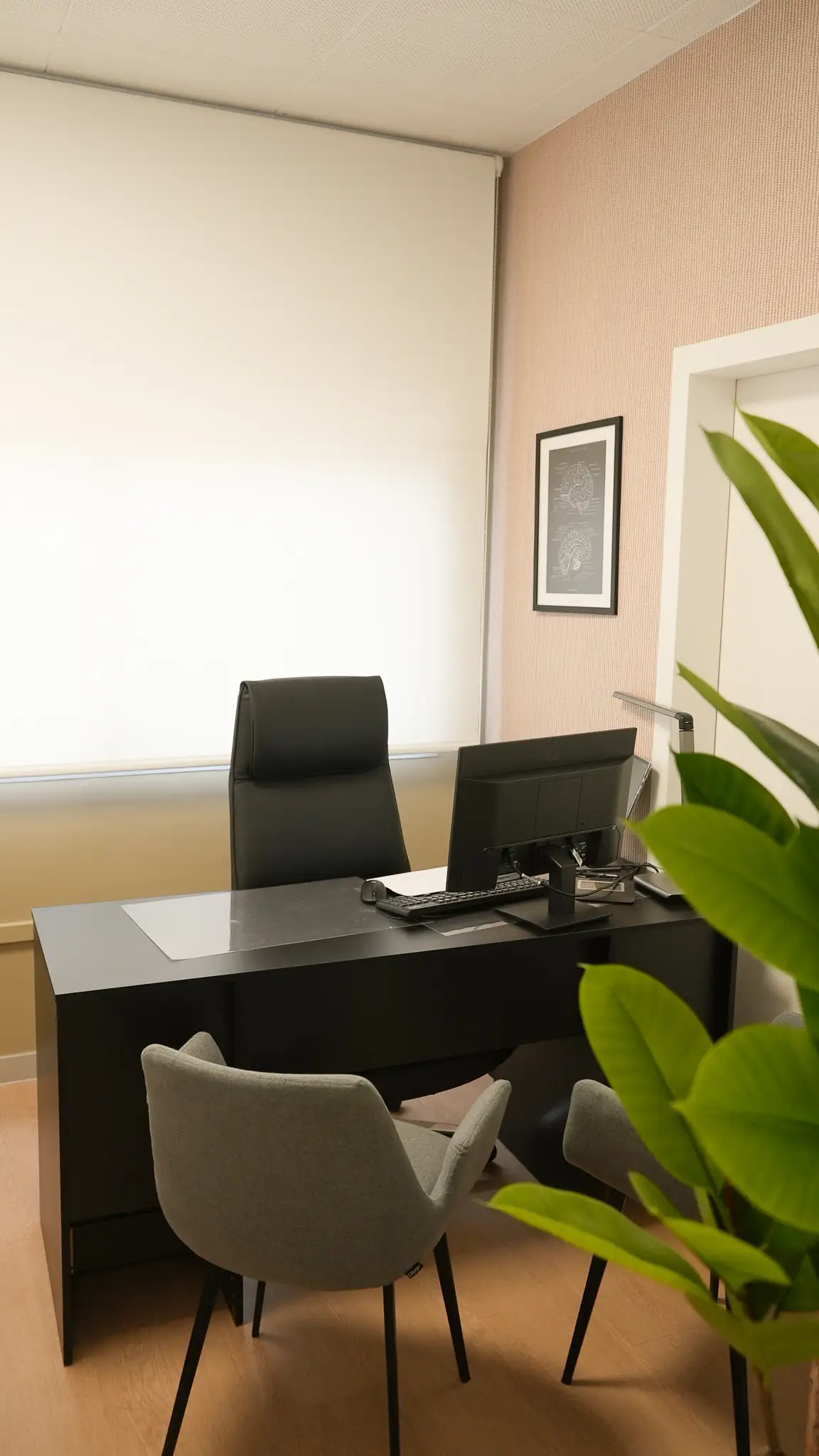 Sala de espera de la consulta con ambiente cálido